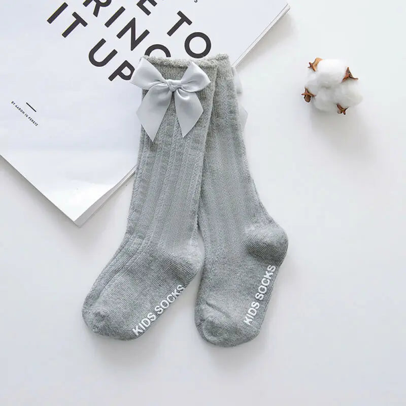 New Toddlers Summer Clothing Girls Big Bow Knee High Long Soft Cotton Lace Socks Baby Girl Bowknot Cotton Socks Kids