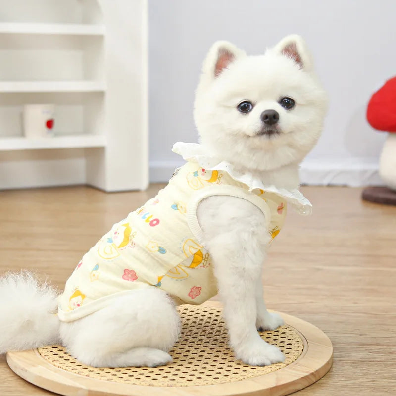 Puppy Shirts Thin Cooling Dog Clothes Pet Spring Summer Cartoon Dog Vest Soft Breathable Cat Clothing Chihuahua T Shirt for Dogs
