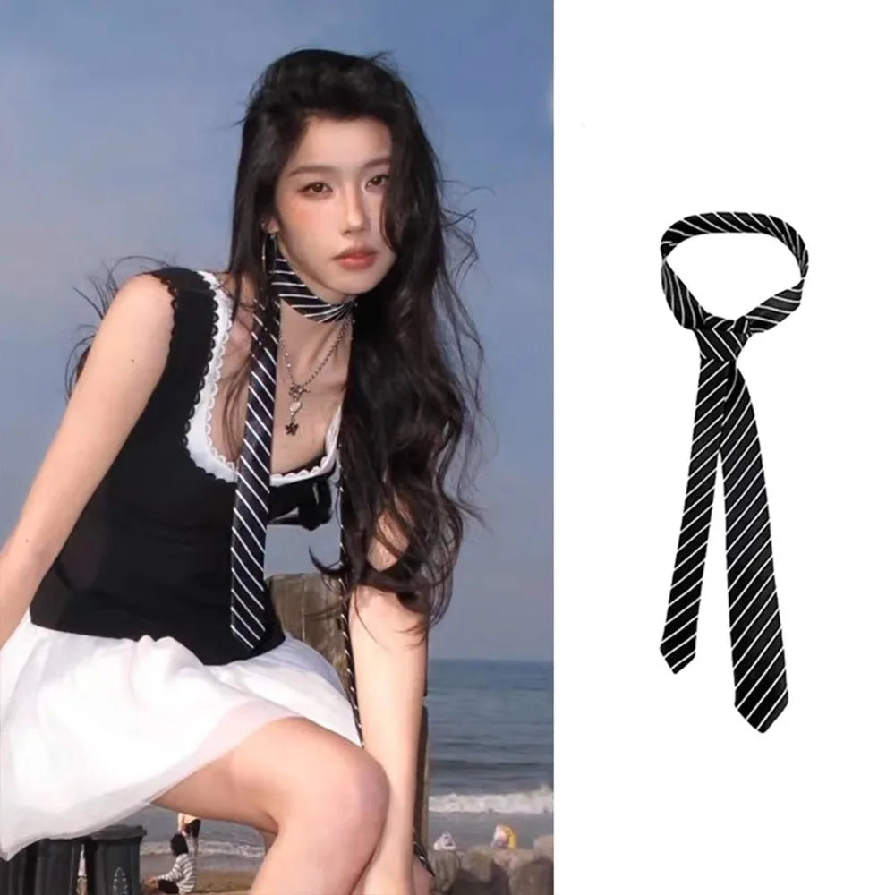 Clothing Decoration Korean Striped Tie Stripe Printed Shirt Tie Decoration Y2K Retro JK Uniform Necktie Daily