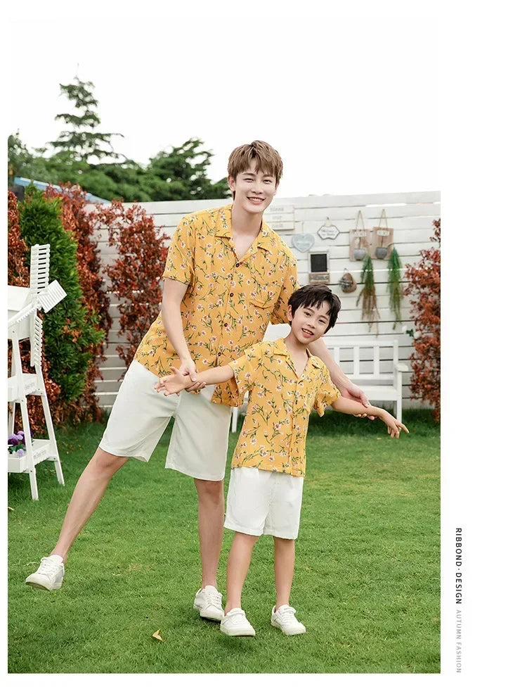 Family Parent Child Clothes Set Look Vacation Clothing FatherResort Floral Dress and Son Baby Beach Shirts Sets Mother Daughter