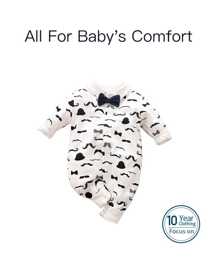 Newborn Clothing Party Gentleman Style Cotton Comfortable And Soft Boys And Girls0-18 SpringAnd AutumnLong Sleeved Baby Bodysuit