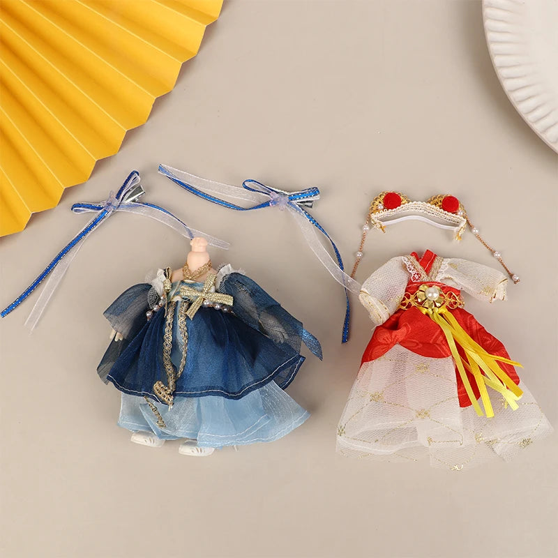**1pc 16CM Chinese Style Doll Hanfu Clothing Dress Doll Ancient Costume Gown Dolls Clothes Accessories Dress Up Toys  For Girls"