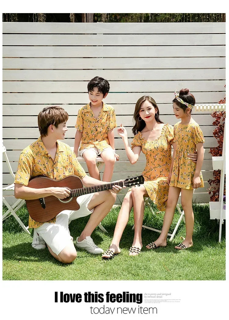 Family Parent Child Clothes Set Look Vacation Clothing FatherResort Floral Dress and Son Baby Beach Shirts Sets Mother Daughter