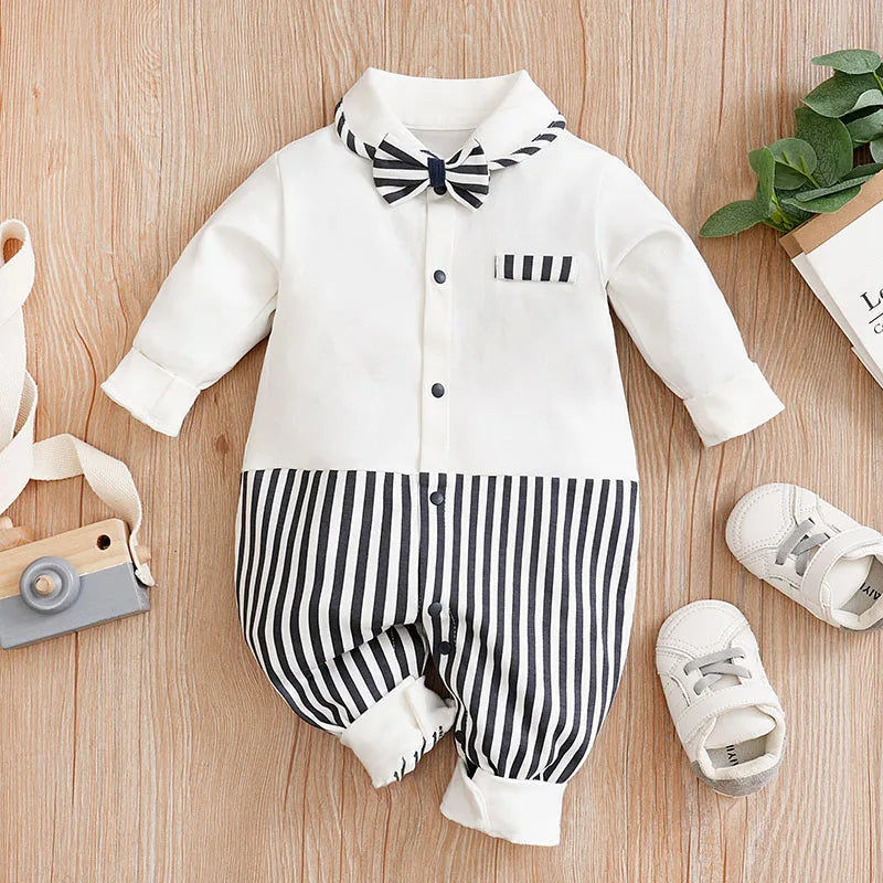 Newborn Clothing Party Gentleman Style Cotton Comfortable And Soft Boys And Girls0-18 SpringAnd AutumnLong Sleeved Baby Bodysuit