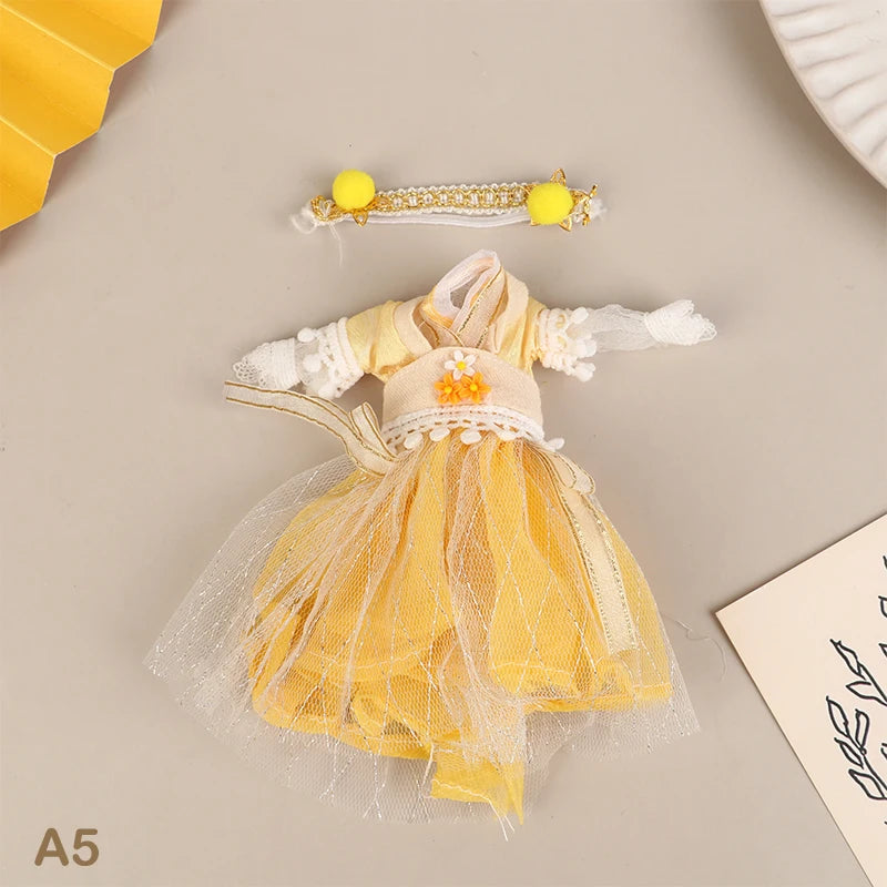 **1pc 16CM Chinese Style Doll Hanfu Clothing Dress Doll Ancient Costume Gown Dolls Clothes Accessories Dress Up Toys  For Girls"