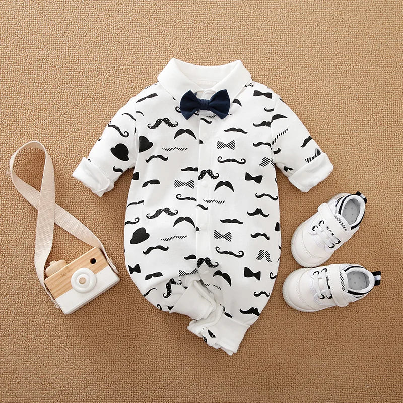 Newborn Clothing Party Gentleman Style Cotton Comfortable And Soft Boys And Girls0-18 SpringAnd AutumnLong Sleeved Baby Bodysuit