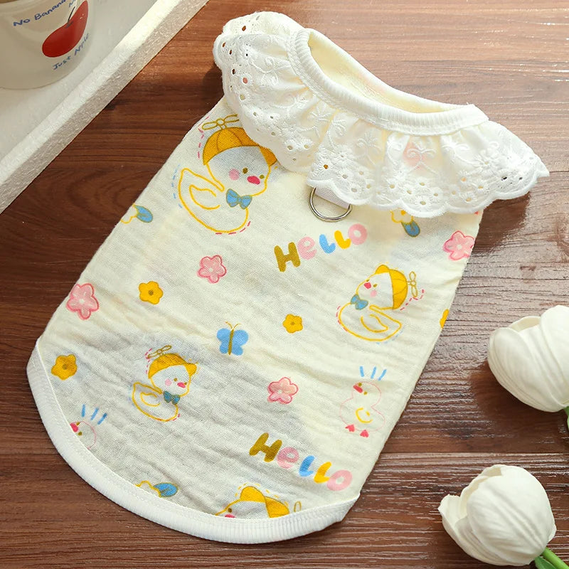 Puppy Shirts Thin Cooling Dog Clothes Pet Spring Summer Cartoon Dog Vest Soft Breathable Cat Clothing Chihuahua T Shirt for Dogs