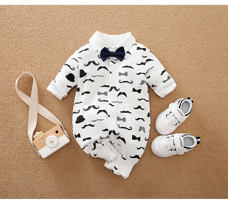 Newborn Clothing Party Gentleman Style Cotton Comfortable And Soft Boys And Girls0-18 SpringAnd AutumnLong Sleeved Baby Bodysuit
