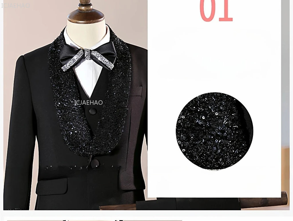 2026 Fashion Kids Boys Suit Set Blazer Outfit Children Performance GownCelebration Formal Wear Clothes Birthday Party Evening