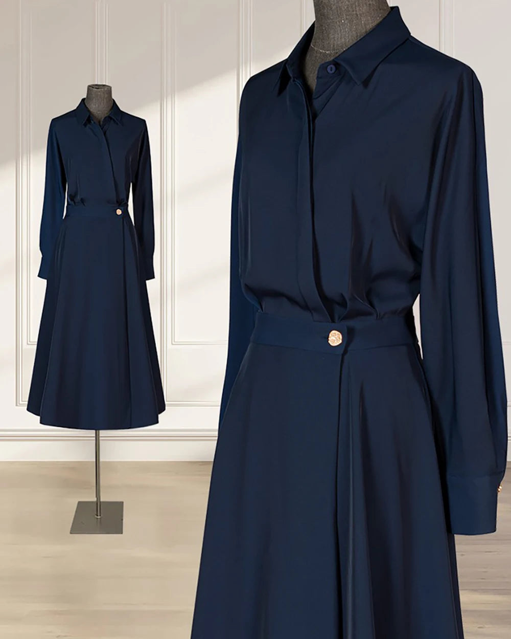 Women Shirt Dress Fashion High-End Elegant Temperament New Style commute Ladies Professional Long Skirt Suit Suitable for party