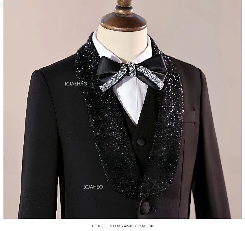 2026 Fashion Kids Boys Suit Set Blazer Outfit Children Performance GownCelebration Formal Wear Clothes Birthday Party Evening