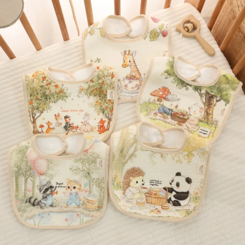 New Cotton Baby Bibs Waterproof Adjustable Neck Burp Clothes Absorbent Washable Saliva Towels for Girls Boys