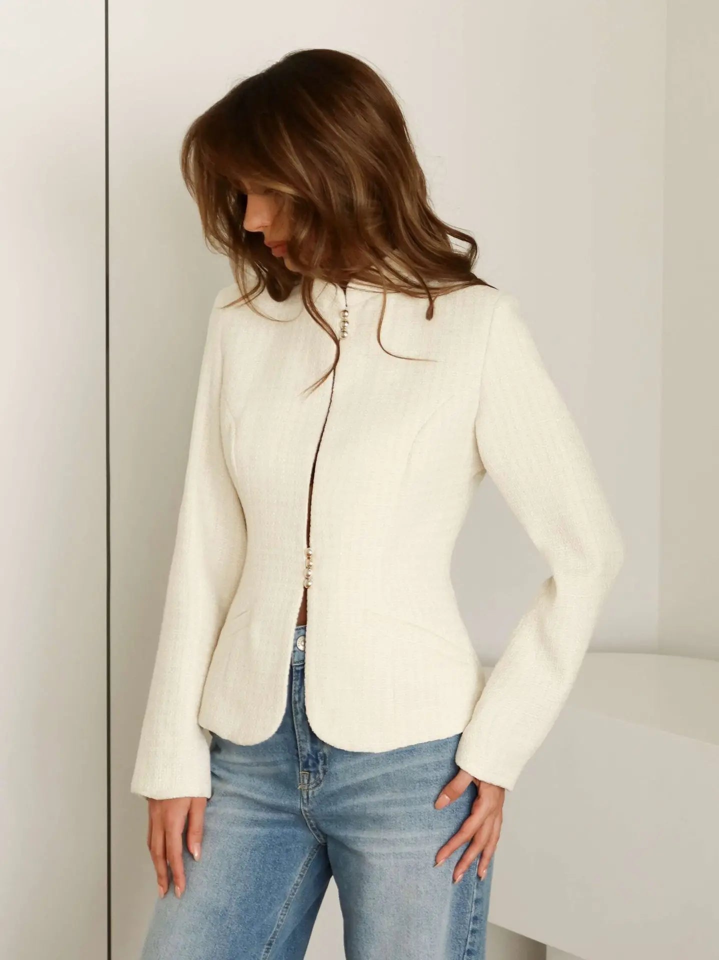 Women's Clothing 2026 Spring New Temperament Stand-up Collar Design Sense Slim Casual Suit Small Blazer