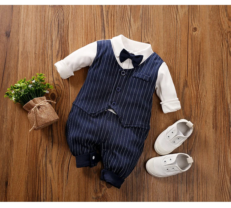 Newborn Clothing Party Gentleman Style Cotton Comfortable And Soft Boys And Girls0-18 SpringAnd AutumnLong Sleeved Baby Bodysuit