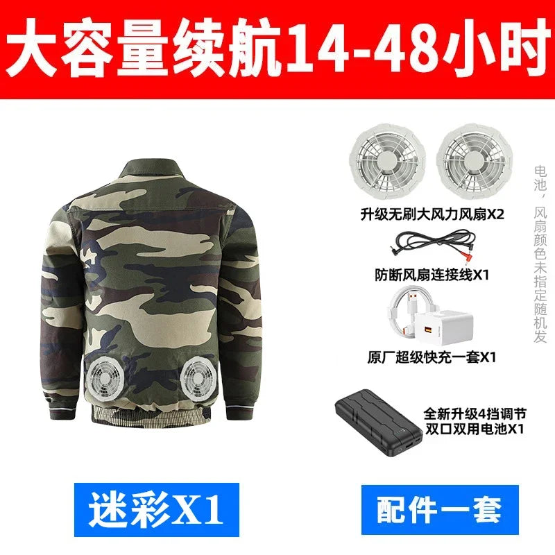 Summer heatstroke fan air conditioner clothing outdoor work clothing with fan refrigeration
