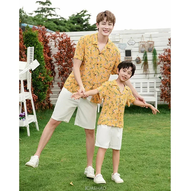 Family Parent Child Clothes Set Look Vacation Clothing FatherResort Floral Dress and Son Baby Beach Shirts Sets Mother Daughter