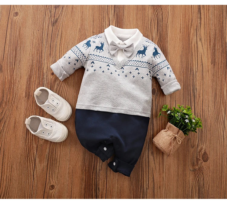 Newborn Clothing Party Gentleman Style Cotton Comfortable And Soft Boys And Girls0-18 SpringAnd AutumnLong Sleeved Baby Bodysuit