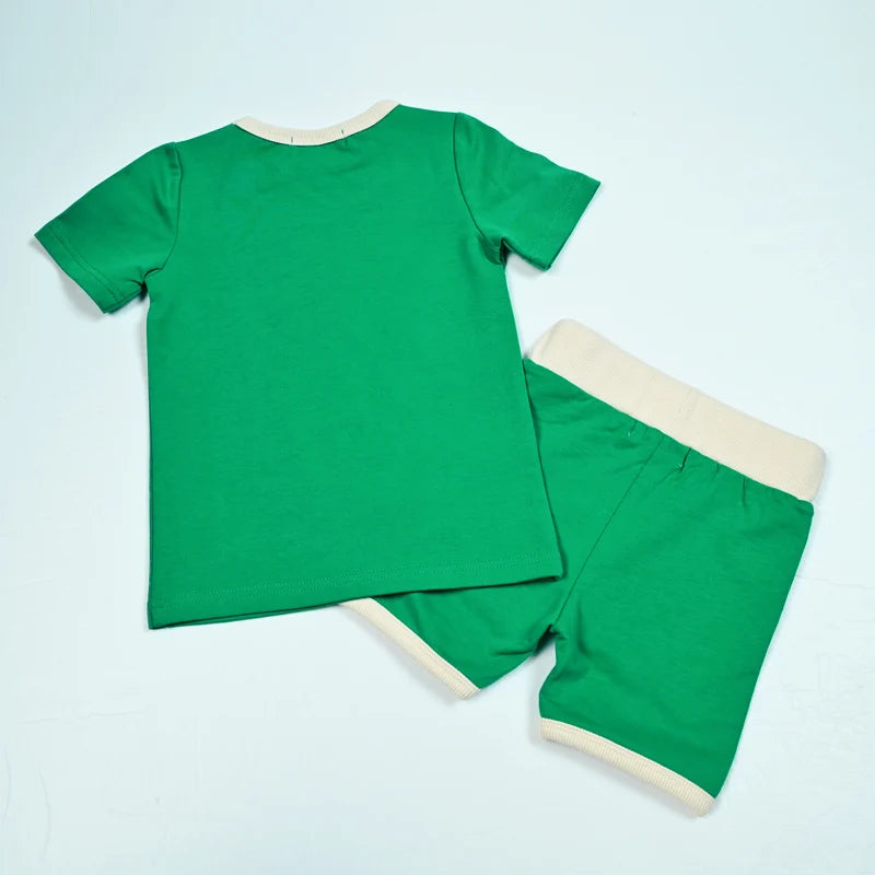 Family matching clothes summer collection girl dress boy top tee shirt baby set girl skirt green children cotton clothing outfit