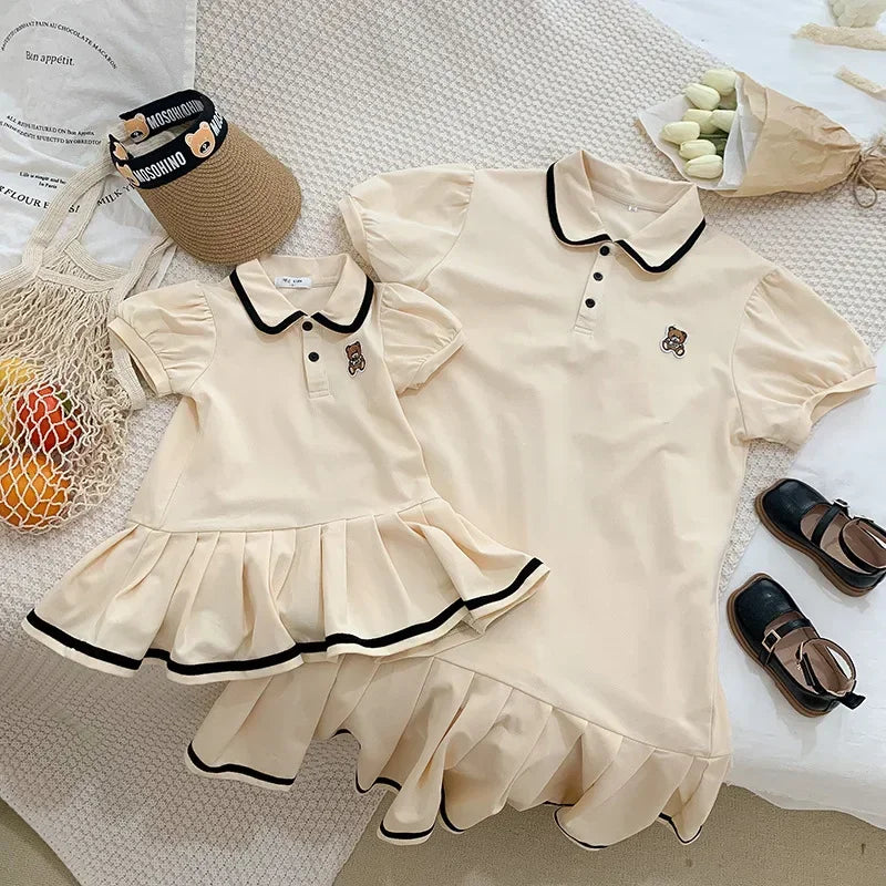 Family Clothing 2025 SummerFather Son T Shirt Mother Daughter Girl Dresses Women Dress Bear Brother and Sister Matching Clothes