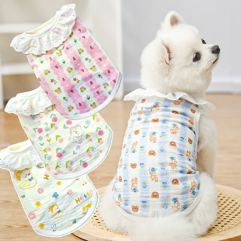 Puppy Shirts Thin Cooling Dog Clothes Pet Spring Summer Cartoon Dog Vest Soft Breathable Cat Clothing Chihuahua T Shirt for Dogs
