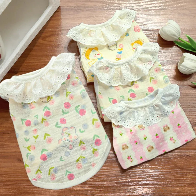 Puppy Shirts Thin Cooling Dog Clothes Pet Spring Summer Cartoon Dog Vest Soft Breathable Cat Clothing Chihuahua T Shirt for Dogs
