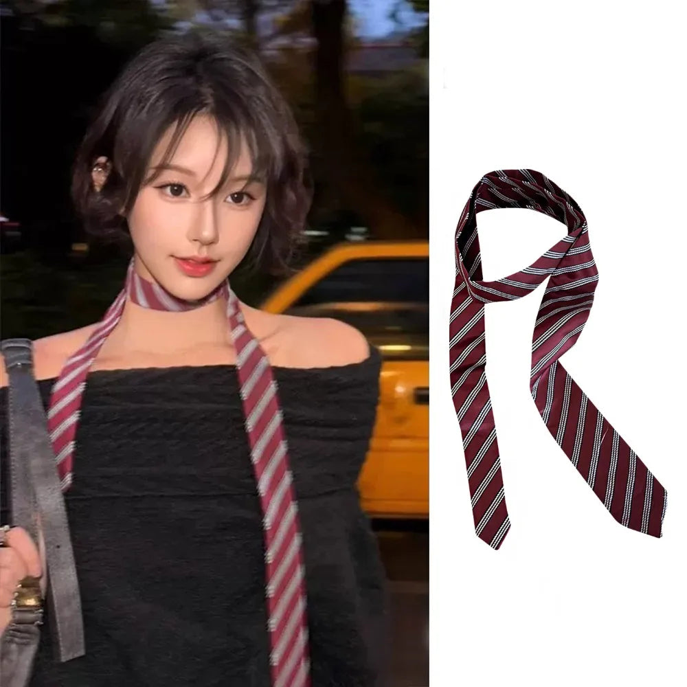 Clothing Decoration Korean Striped Tie Stripe Printed Shirt Tie Decoration Y2K Retro JK Uniform Necktie Daily