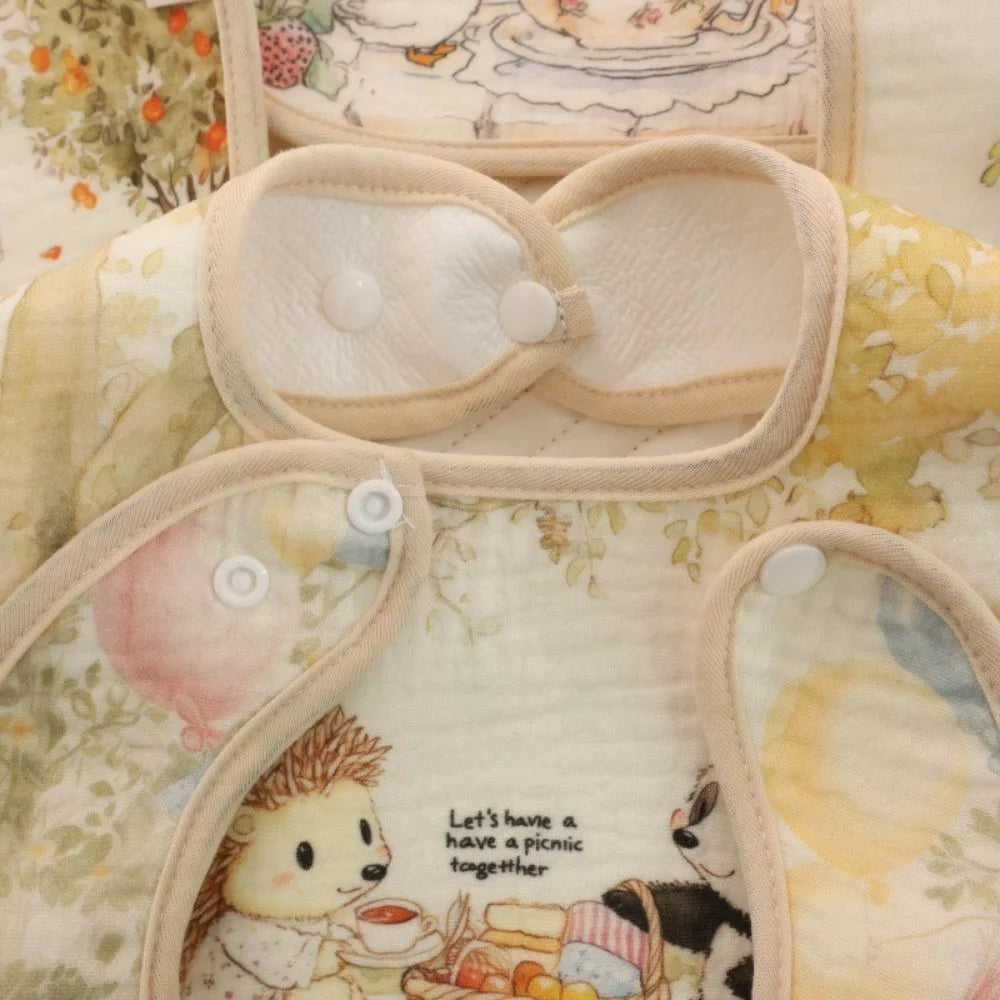 New Cotton Baby Bibs Waterproof Adjustable Neck Burp Clothes Absorbent Washable Saliva Towels for Girls Boys
