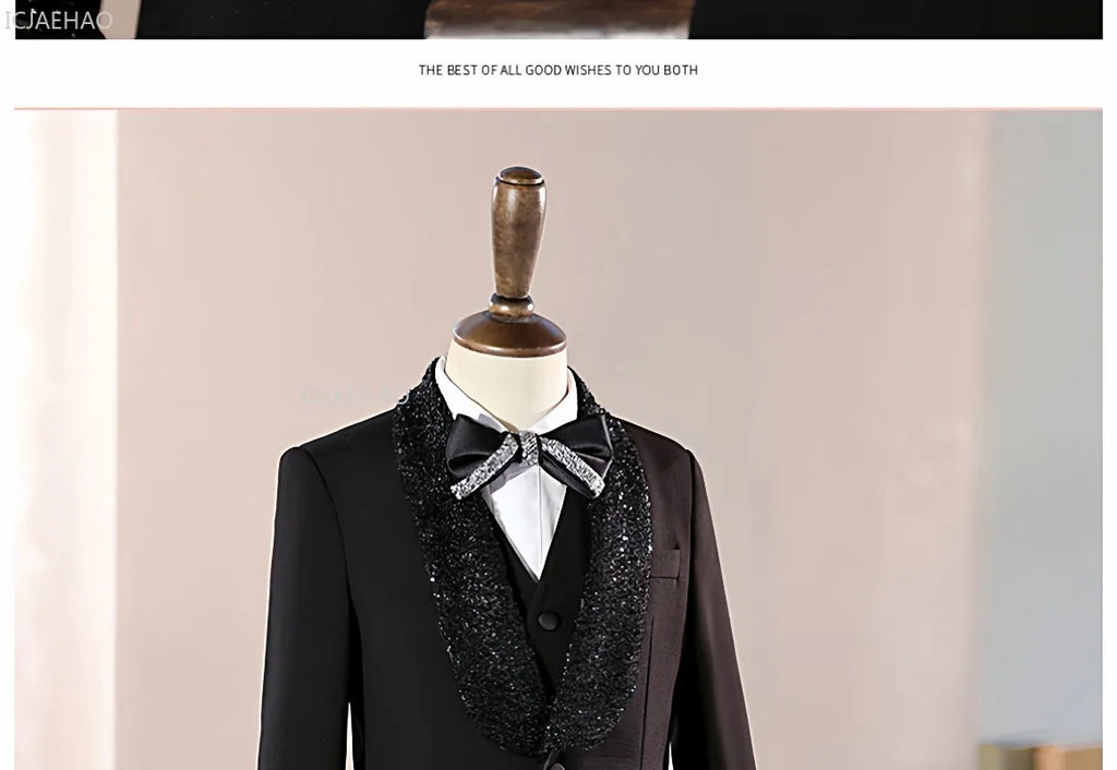 2026 Fashion Kids Boys Suit Set Blazer Outfit Children Performance GownCelebration Formal Wear Clothes Birthday Party Evening