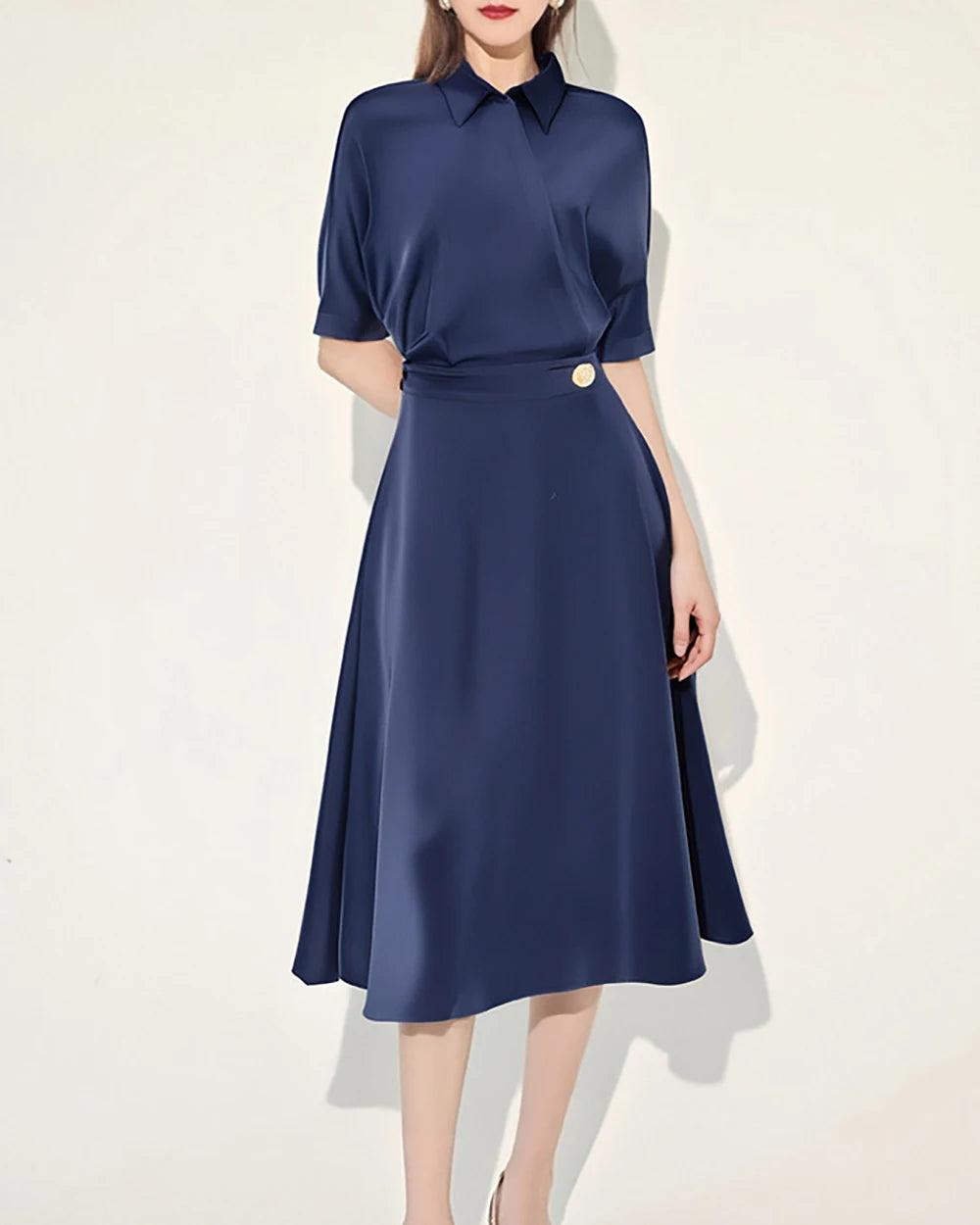Women Shirt Dress Fashion High-End Elegant Temperament New Style commute Ladies Professional Long Skirt Suit Suitable for party