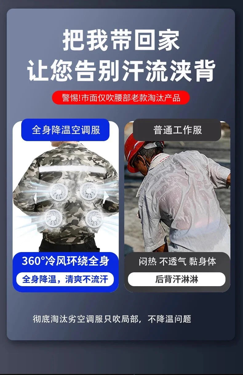 Summer heatstroke fan air conditioner clothing outdoor work clothing with fan refrigeration