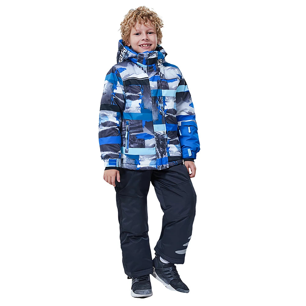 Children's Skisuits Boys Girls Winter Windproof Waterproof Warm Fleece Hooded Jacket Pants Skiing Suits Snowboarding Sports Wear