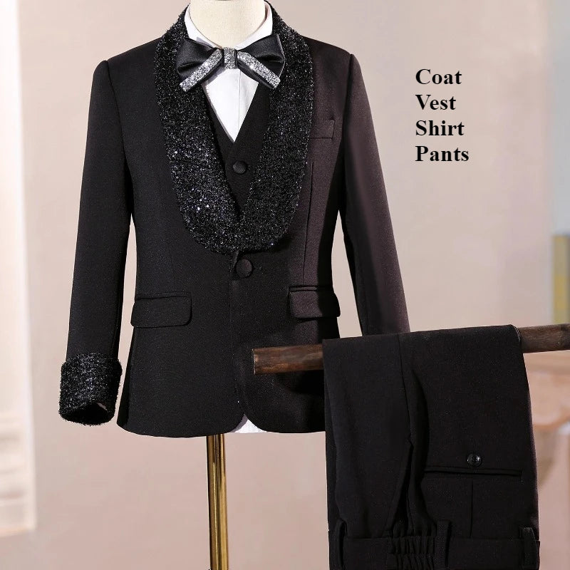 2026 Fashion Kids Boys Suit Set Blazer Outfit Children PerformanceEvening Celebration Formal Wear Clothes Gown Birthday Party