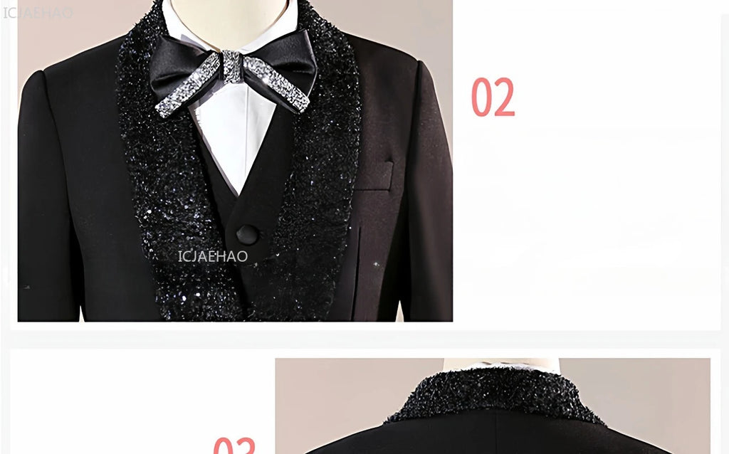 2026 Fashion Kids Boys Suit Set Blazer Outfit Children Performance GownCelebration Formal Wear Clothes Birthday Party Evening