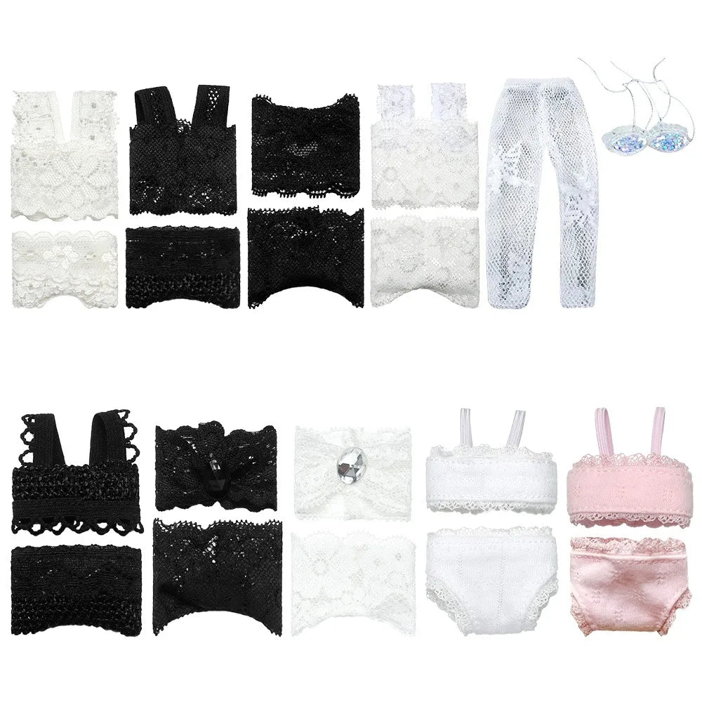 1Set Sexy Pajamas Colorful Clothing Underwear Lingerie Bra Dress Lace Homewear Accessories Clothes for Doll DIY Toy
