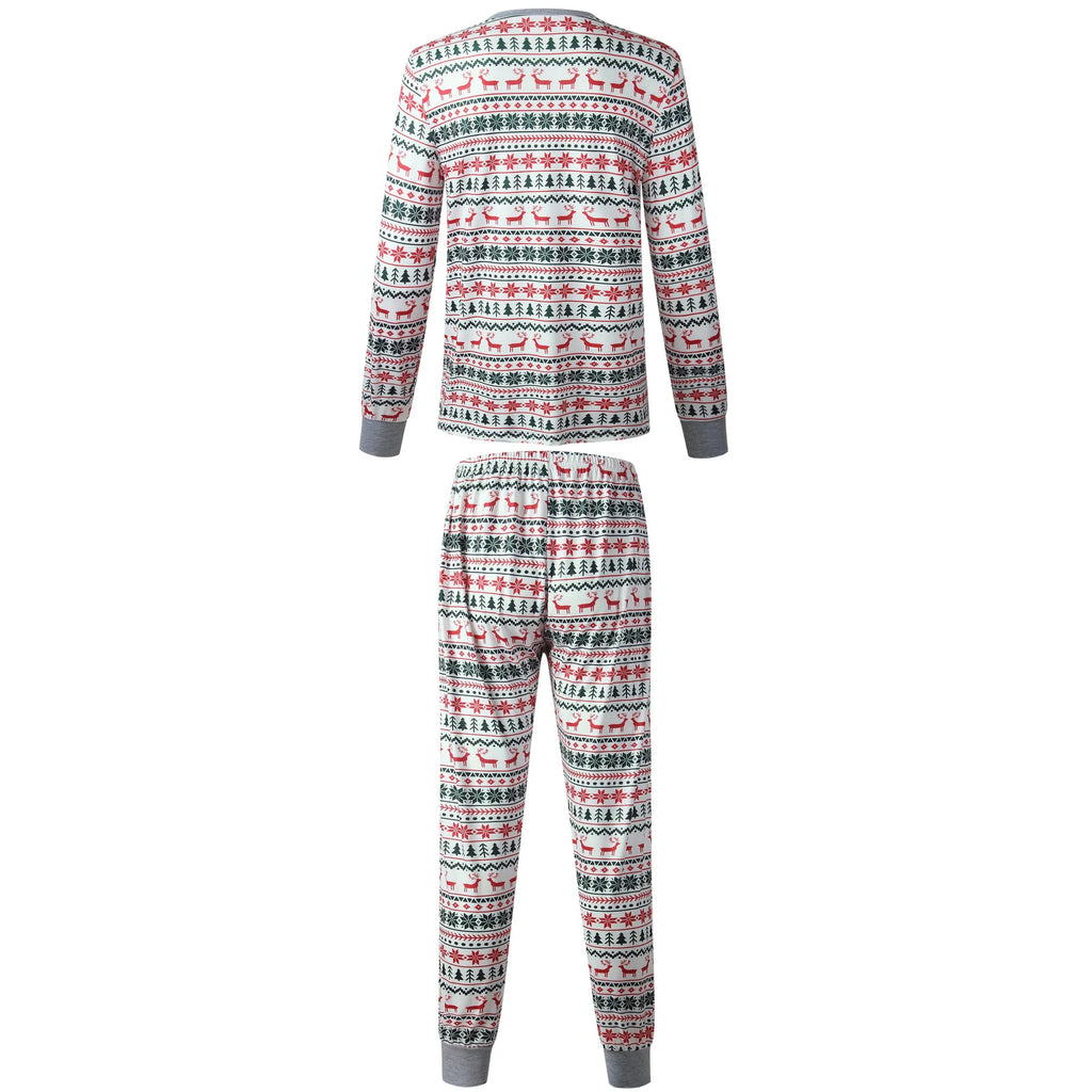 Christmas Family Matching Pajamas Set 2025 Mom Dad Kids Elk Print 2Pcs Clothes Baby Romper Family Look Soft Sleepwear Xmas Gift