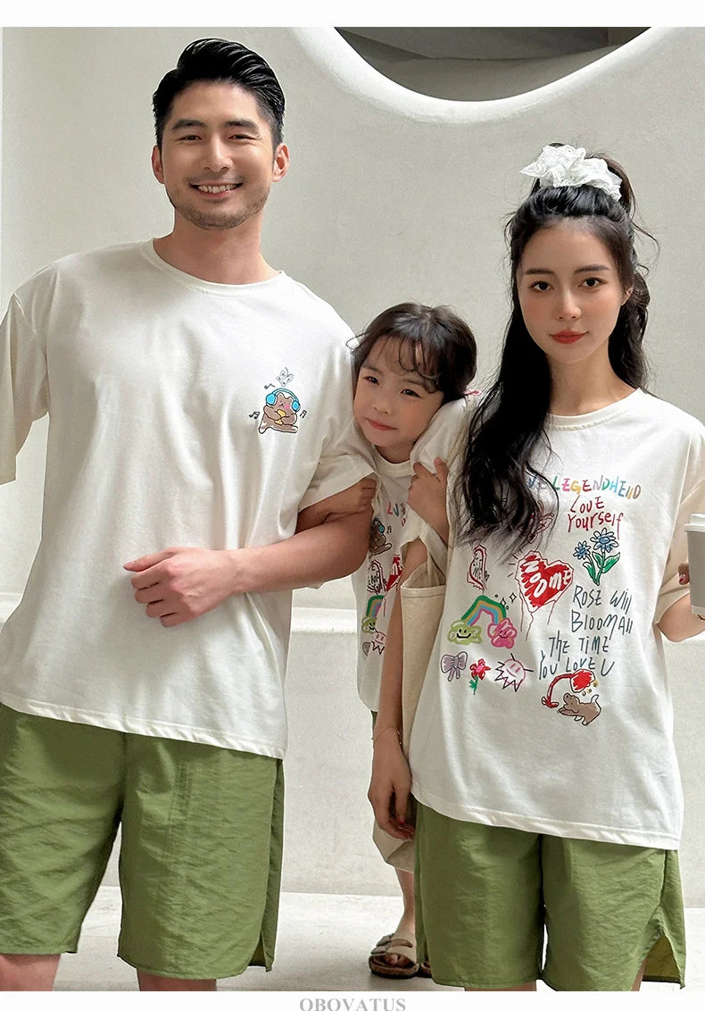 Family Clothing Set Couple Kids Clothes Summer Set Men Boy Women Girls Clothing Outfit Family Look Mommy and Me Matching Costume