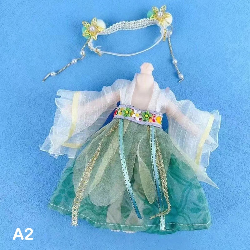 **1pc 16CM Chinese Style Doll Hanfu Clothing Dress Doll Ancient Costume Gown Dolls Clothes Accessories Dress Up Toys  For Girls"