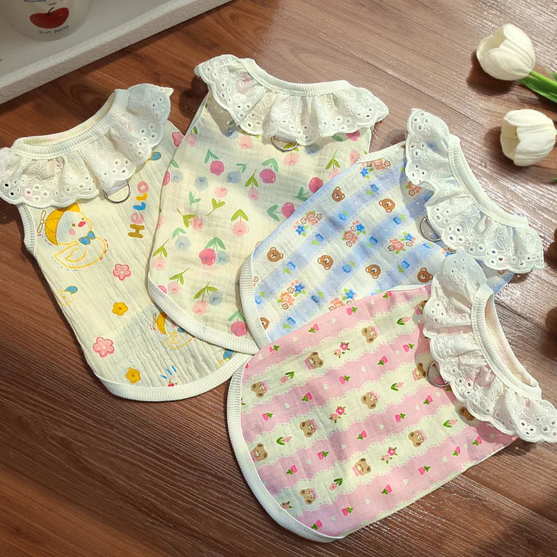 Puppy Shirts Thin Cooling Dog Clothes Pet Spring Summer Cartoon Dog Vest Soft Breathable Cat Clothing Chihuahua T Shirt for Dogs