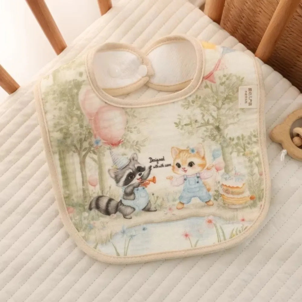 New Cotton Baby Bibs Waterproof Adjustable Neck Burp Clothes Absorbent Washable Saliva Towels for Girls Boys