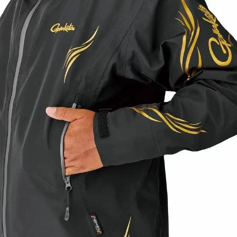 Gamakatsu Fishing Clothing Thin Three-layer Rubber Windproof Rainproof Jacket Rock Fishing Coat Overalls Two-piece Set GM-3772