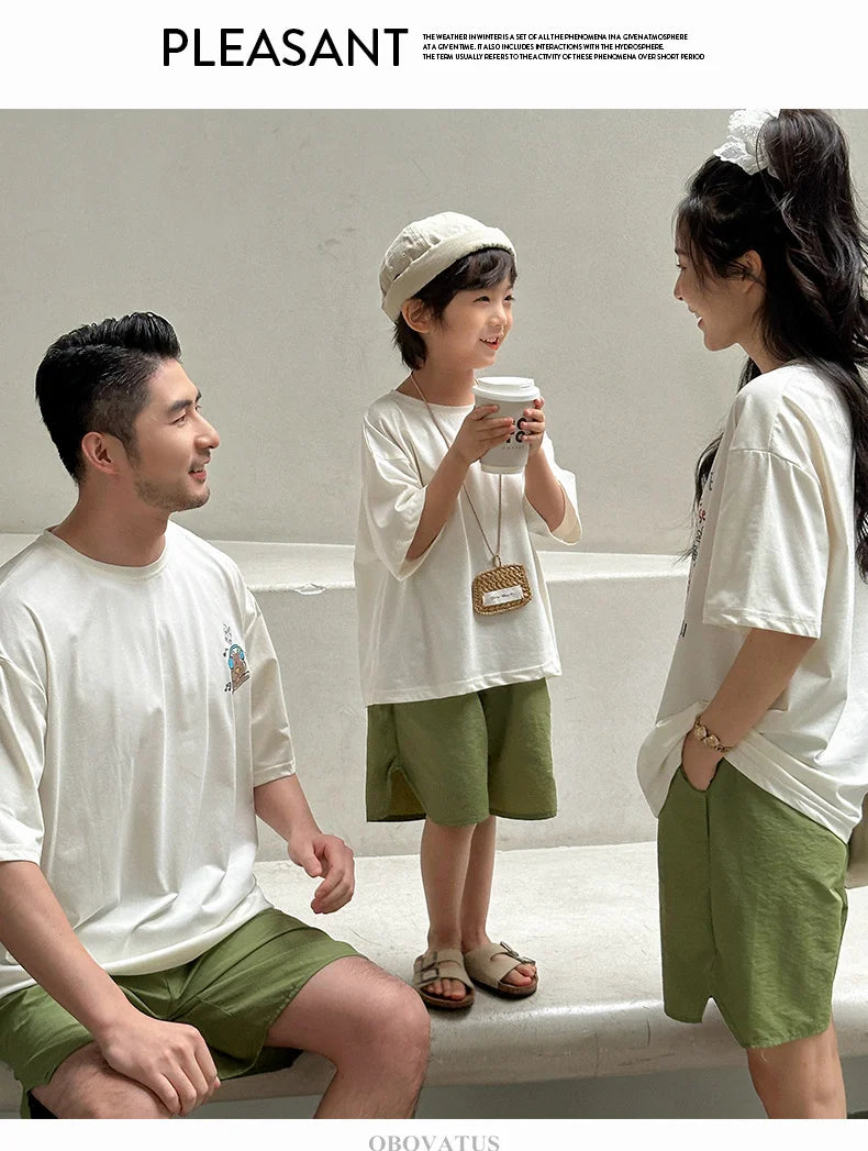 Family Clothing Set Couple Kids Clothes Summer Set Men Boy Women Girls Clothing Outfit Family Look Mommy and Me Matching Costume
