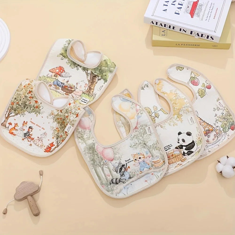 New Cotton Baby Bibs Waterproof Adjustable Neck Burp Clothes Absorbent Washable Saliva Towels for Girls Boys