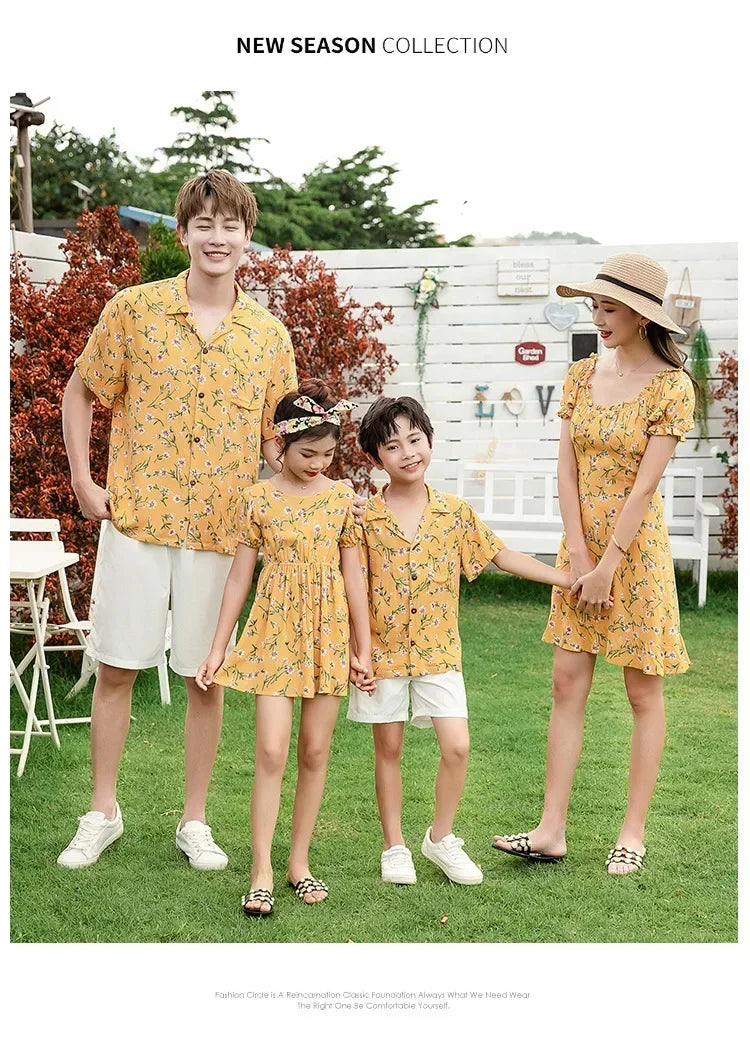 Family Parent Child Clothes Set Look Vacation Clothing FatherResort Floral Dress and Son Baby Beach Shirts Sets Mother Daughter
