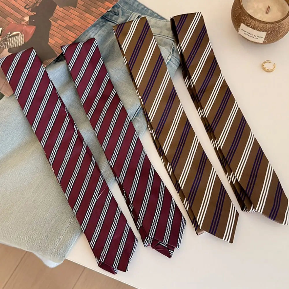 Clothing Decoration Korean Striped Tie Stripe Printed Shirt Tie Decoration Y2K Retro JK Uniform Necktie Daily