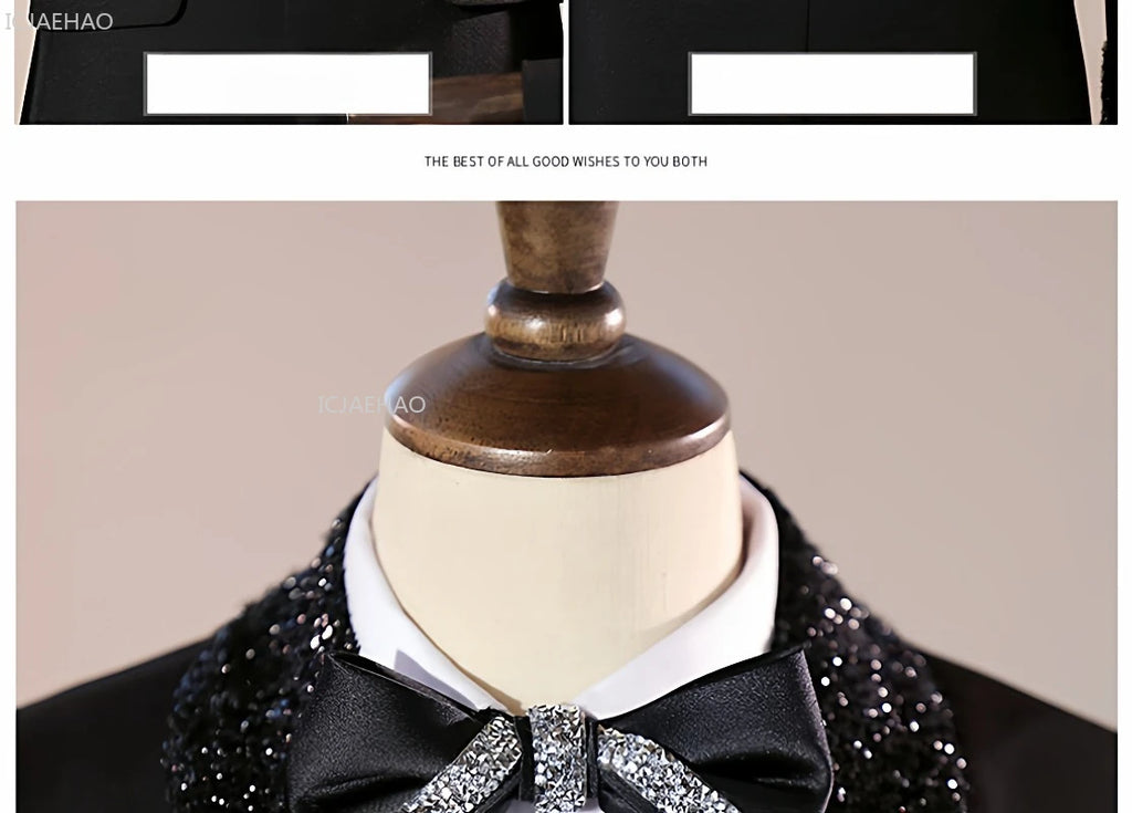 2026 Fashion Kids Boys Suit Set Blazer Outfit Children Performance GownCelebration Formal Wear Clothes Birthday Party Evening