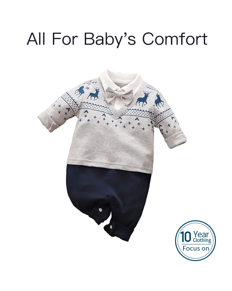 Newborn Clothing Party Gentleman Style Cotton Comfortable And Soft Boys And Girls0-18 SpringAnd AutumnLong Sleeved Baby Bodysuit