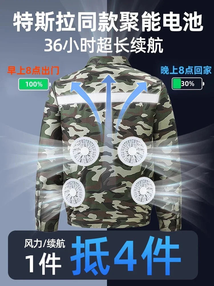 Summer heatstroke fan air conditioner clothing outdoor work clothing with fan refrigeration