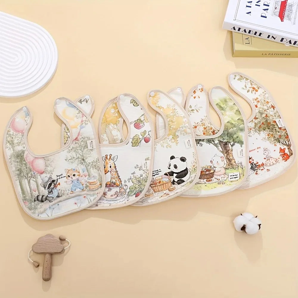 New Cotton Baby Bibs Waterproof Adjustable Neck Burp Clothes Absorbent Washable Saliva Towels for Girls Boys