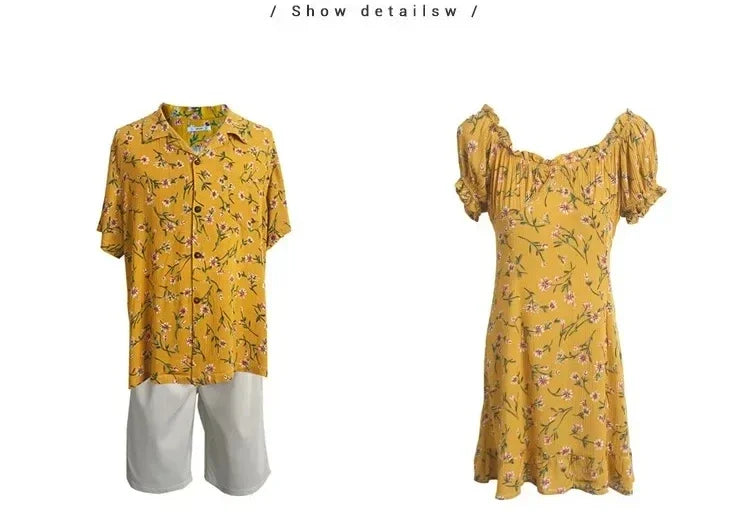 Family Parent Child Clothes Set Look Vacation Clothing FatherResort Floral Dress and Son Baby Beach Shirts Sets Mother Daughter