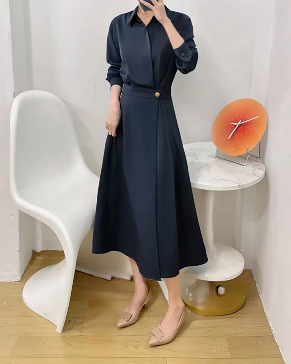 Women Shirt Dress Fashion High-End Elegant Temperament New Style commute Ladies Professional Long Skirt Suit Suitable for party